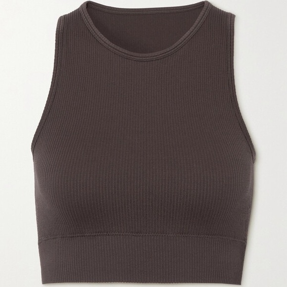 Skims Stretch Rib High Neck Bra - Soot - Picture 2 of 10